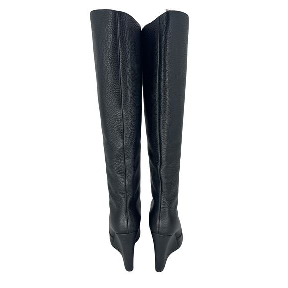 Christian Louboutin Civiliza 100 Black Leather Wedge Knee High Boots Size 37 - Picture 9 of 16